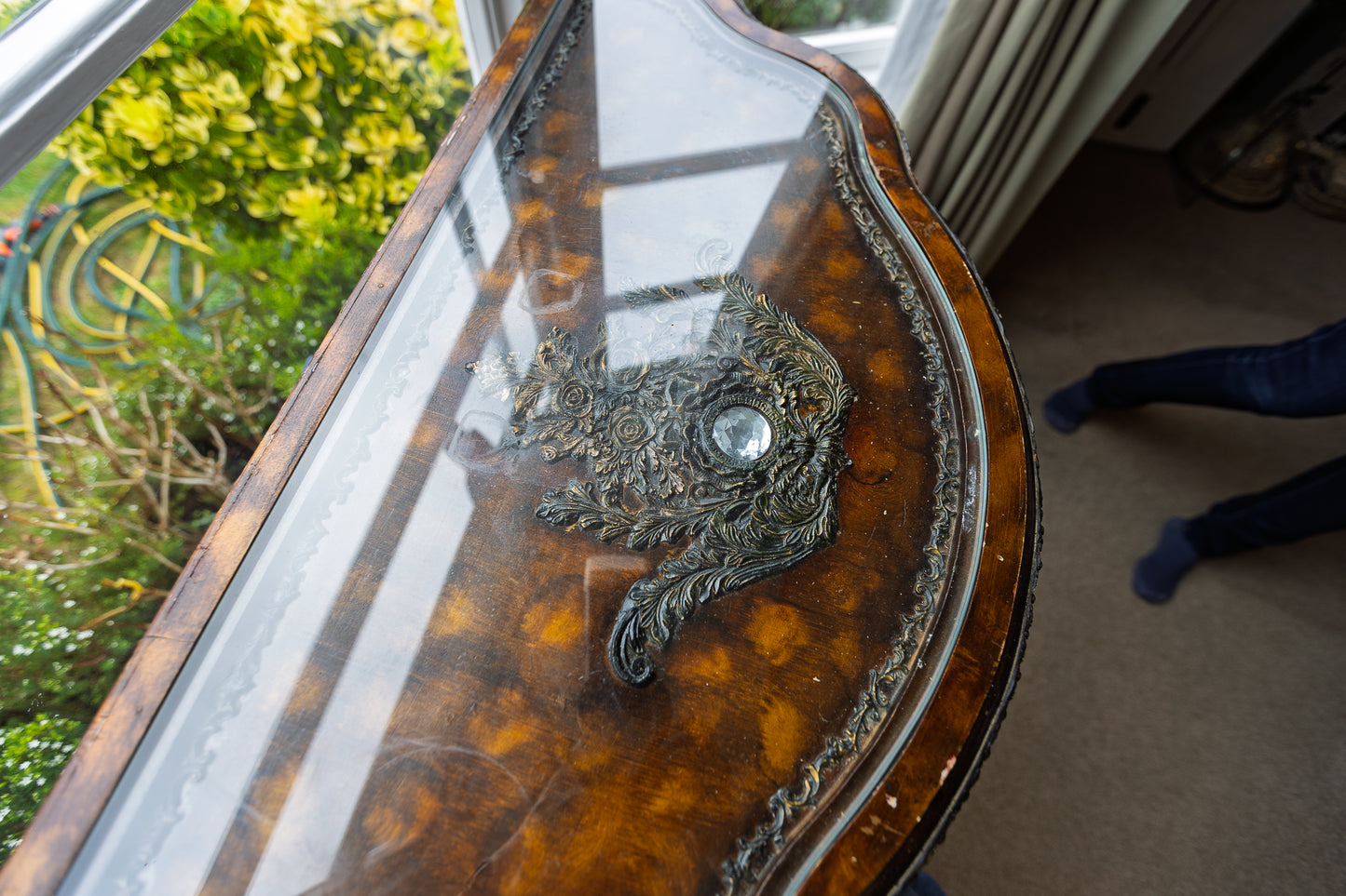 Unique Ornate Demilune Chest of Drawers