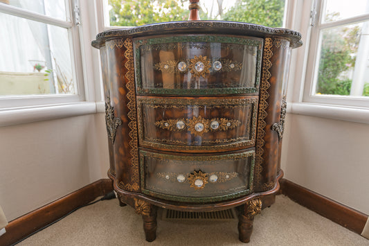 Unique Ornate Demilune Chest of Drawers