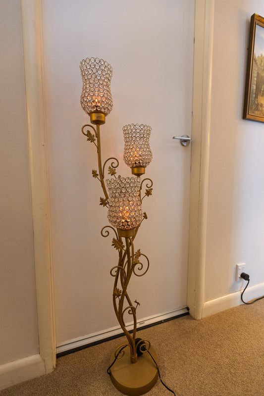 Elegant Crystal & Gold Floor Lamp