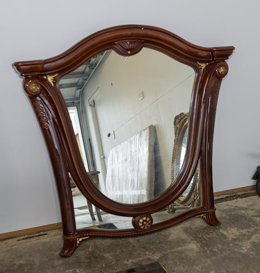 Elegant Carved Mahogany Standing Mirror