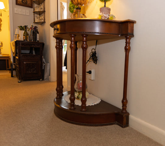 Elegant Vintage Mahogany Demilune Console Table