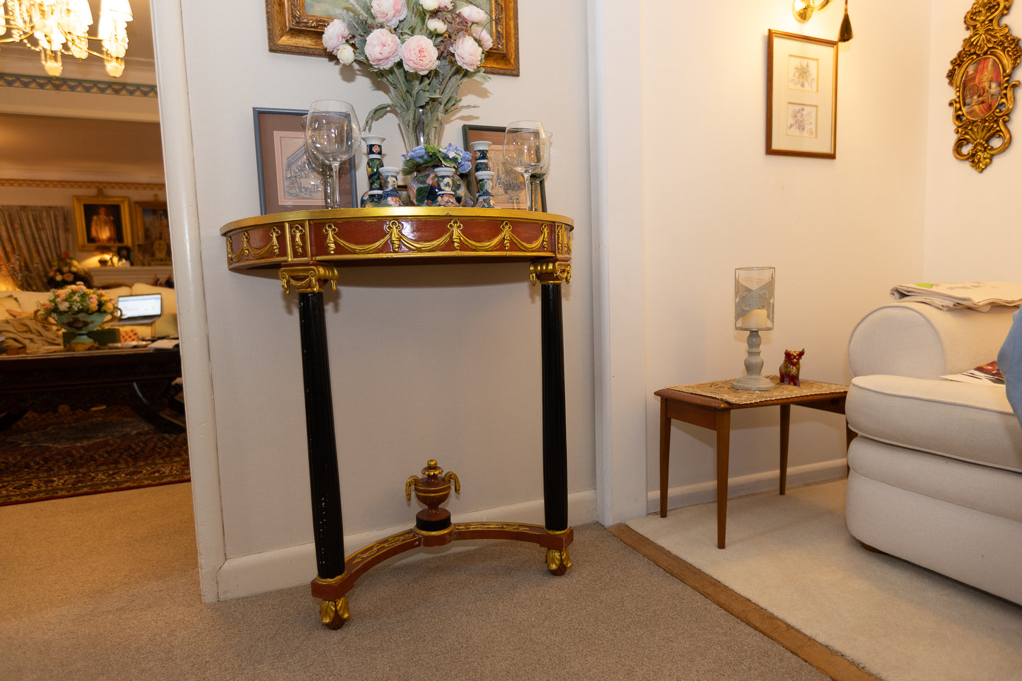 Neoclassical Demilune Console Table