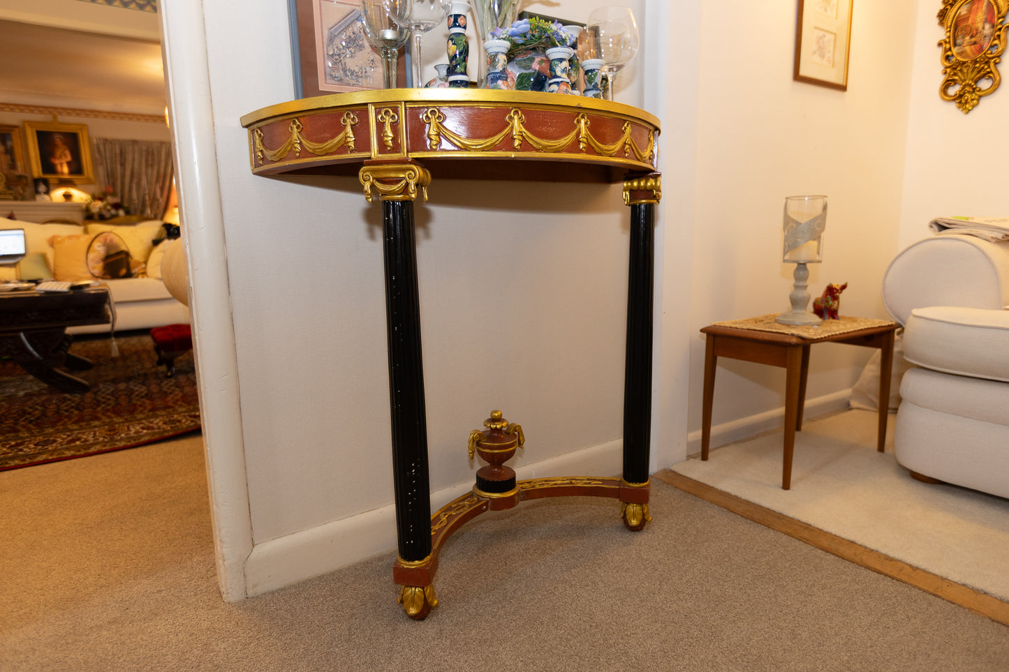 Neoclassical Demilune Console Table