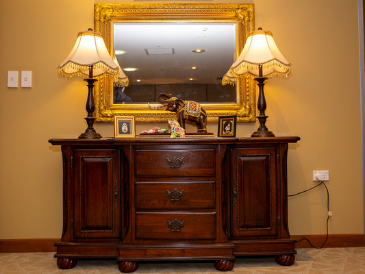 Elegantly Carved Wooden Sideboard / Cabinet