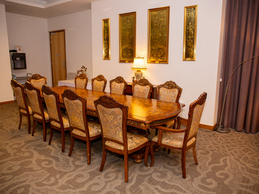 Grand 12-Seater Luxury Dining / Meeting Table Set - Baroque Elegance