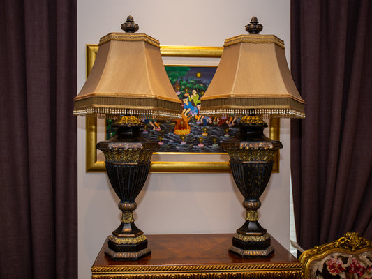 Imperial Tall Lamp – Brown & Gold with Ornate Trim