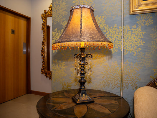 Extravagant Baroque Lamp – Crystal & Beaded Detailing