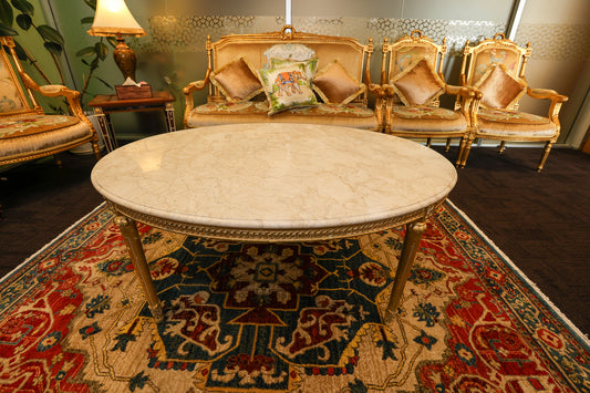Baroque French Provincial Marble Top Oval Coffee table