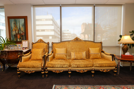 2 Piece Traditional Palace Sofa Set – Golden Trim