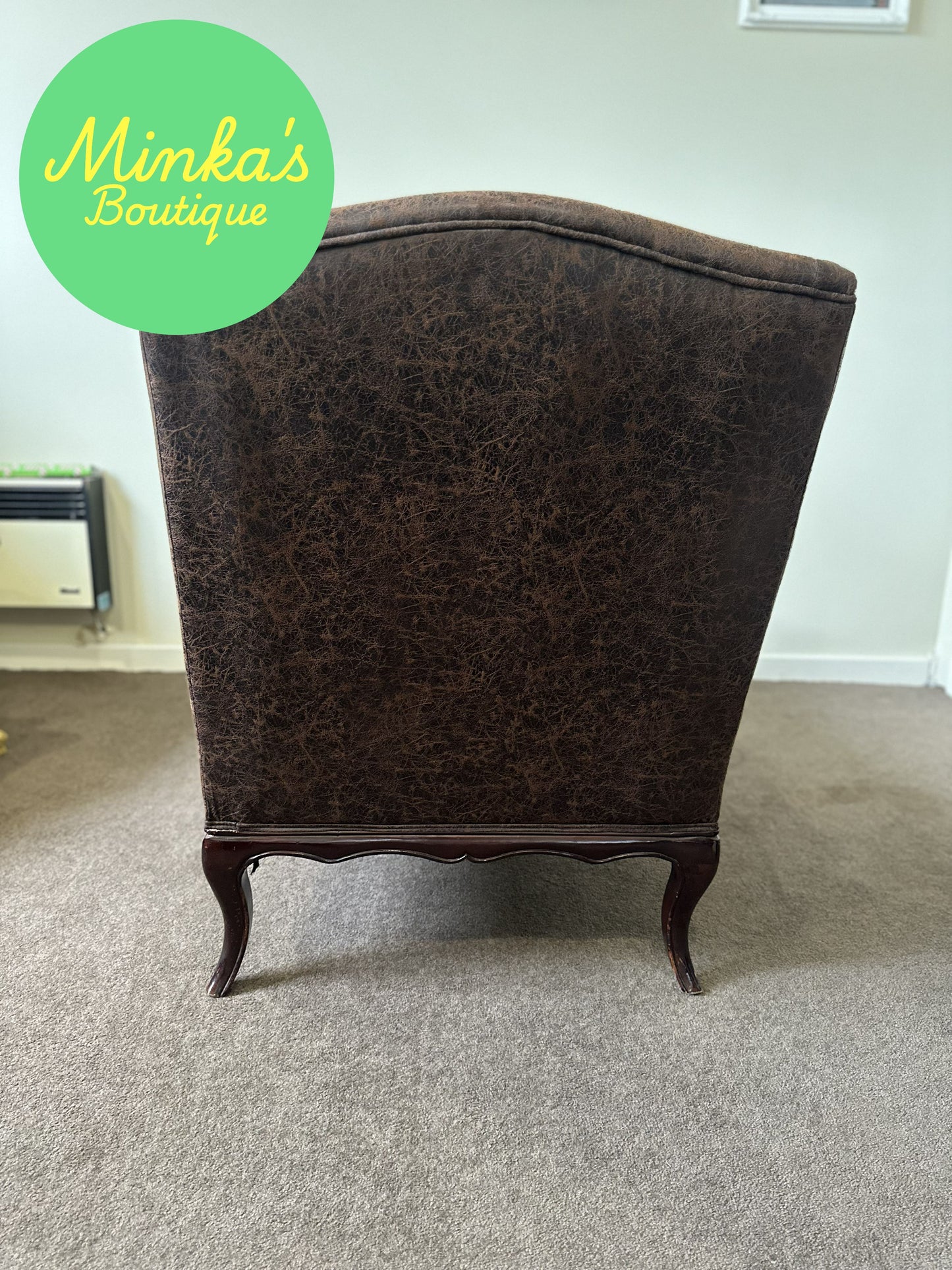 Brown Faux-Leather Chaise Lounge