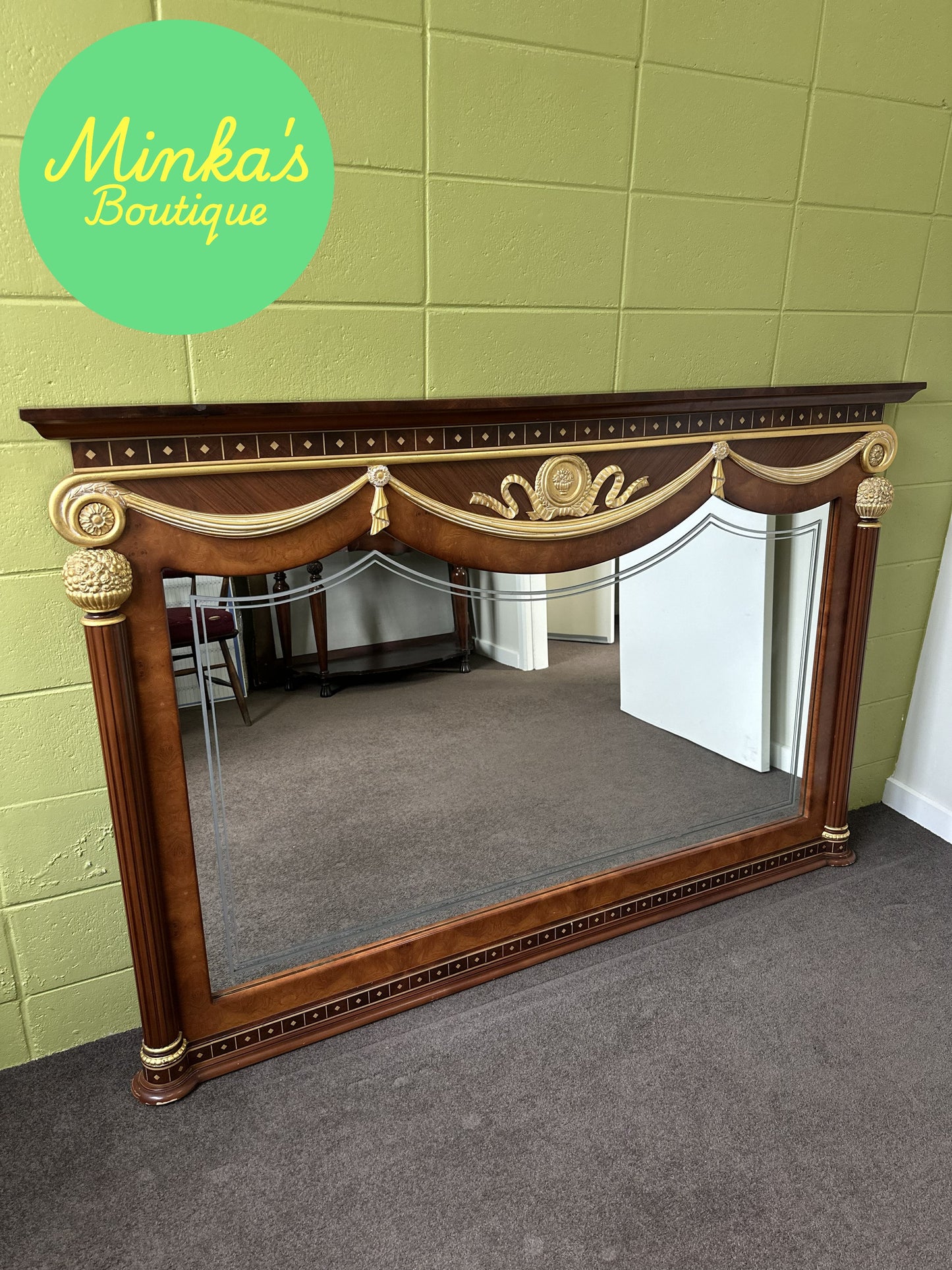 Large Neoclassical Style Overmantel Mirror