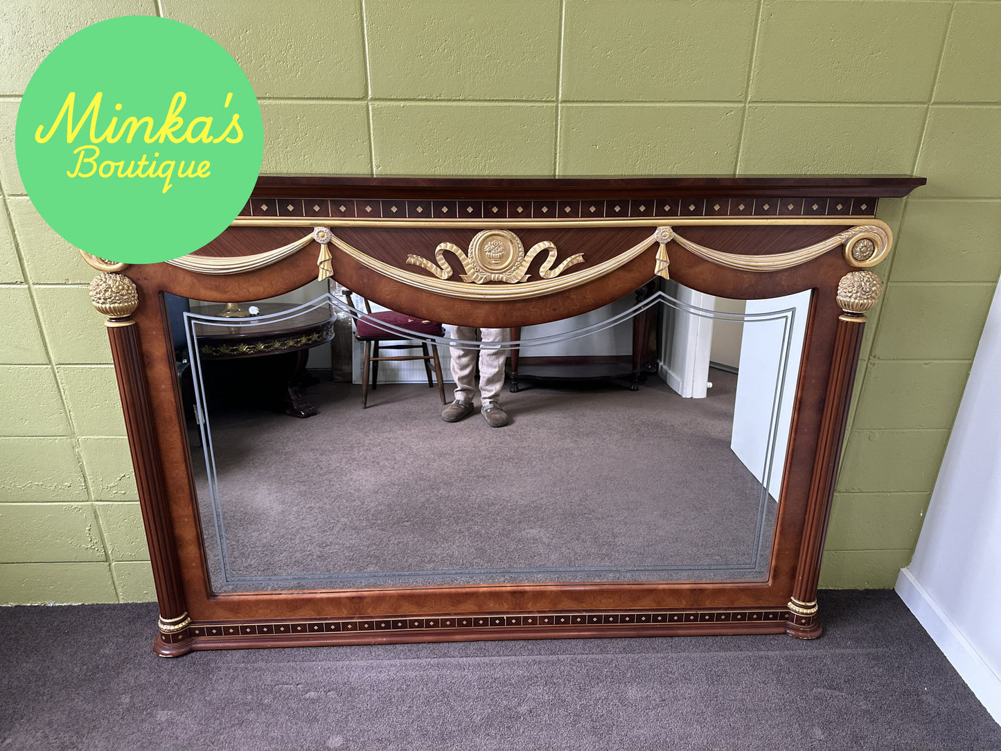 Large Neoclassical Style Overmantel Mirror