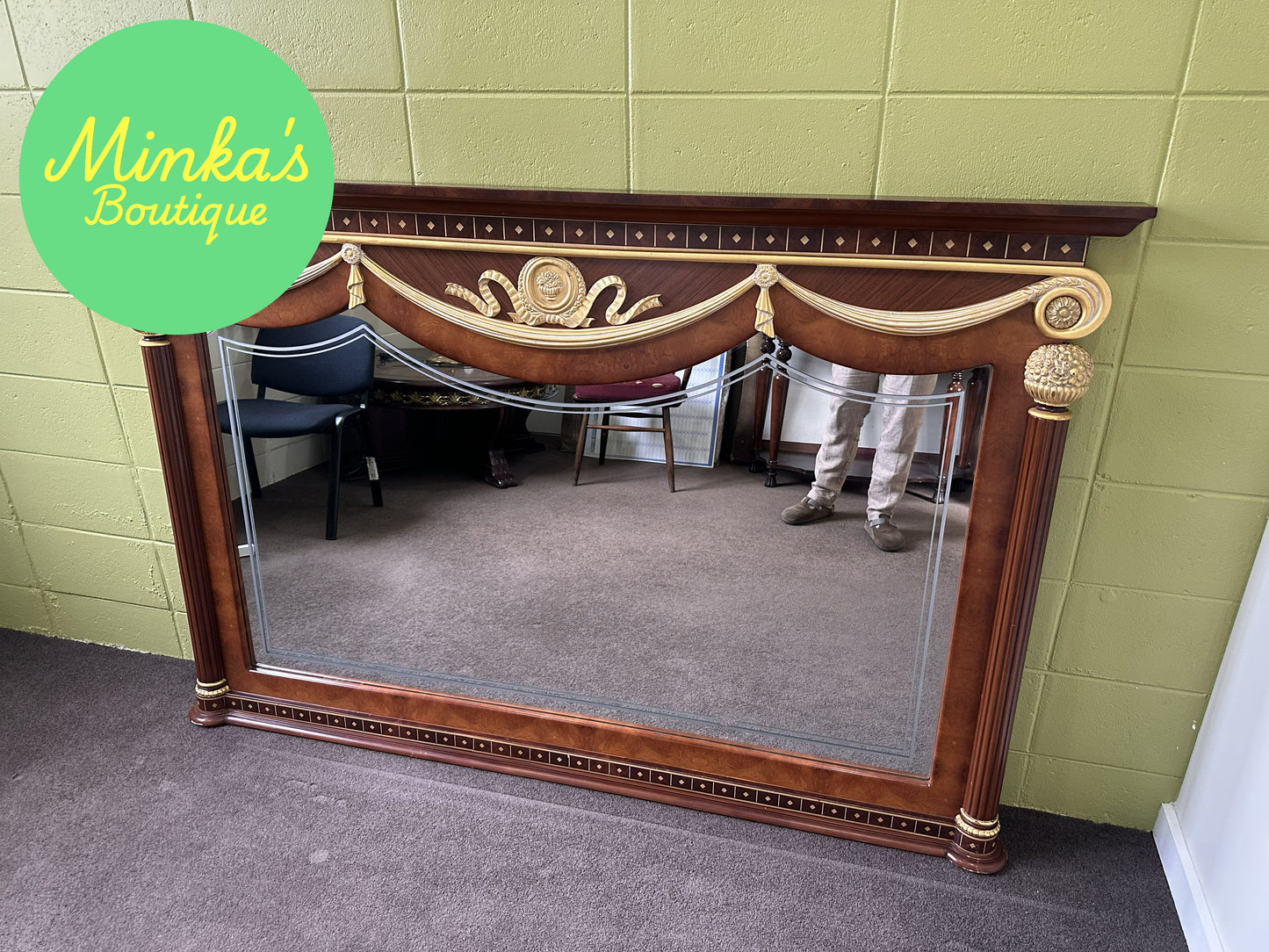 Large Neoclassical Style Overmantel Mirror