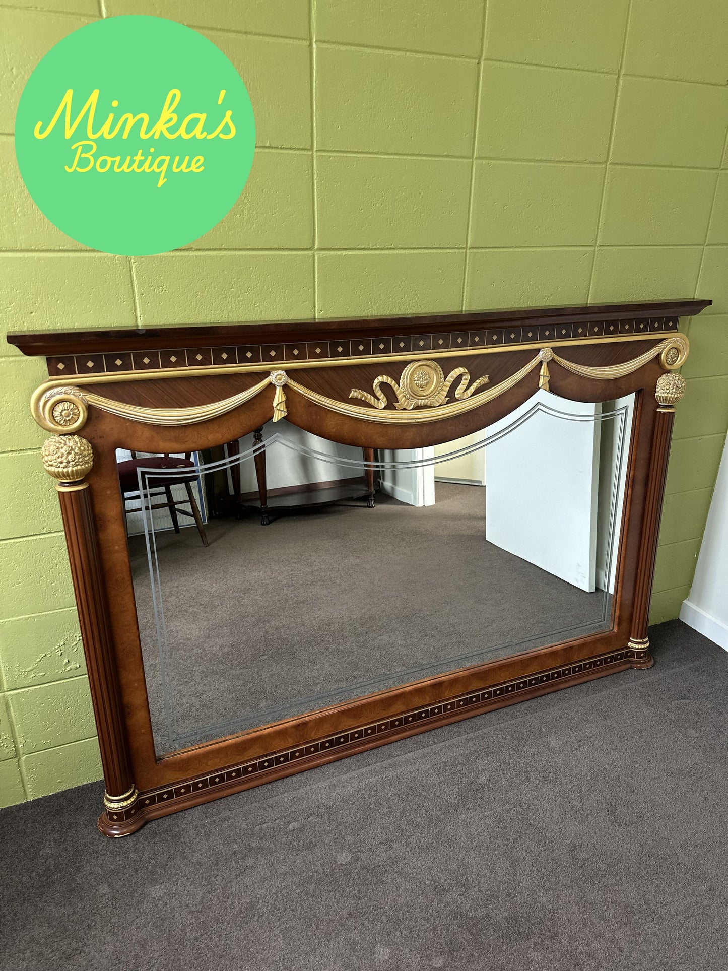 Large Neoclassical Style Overmantel Mirror