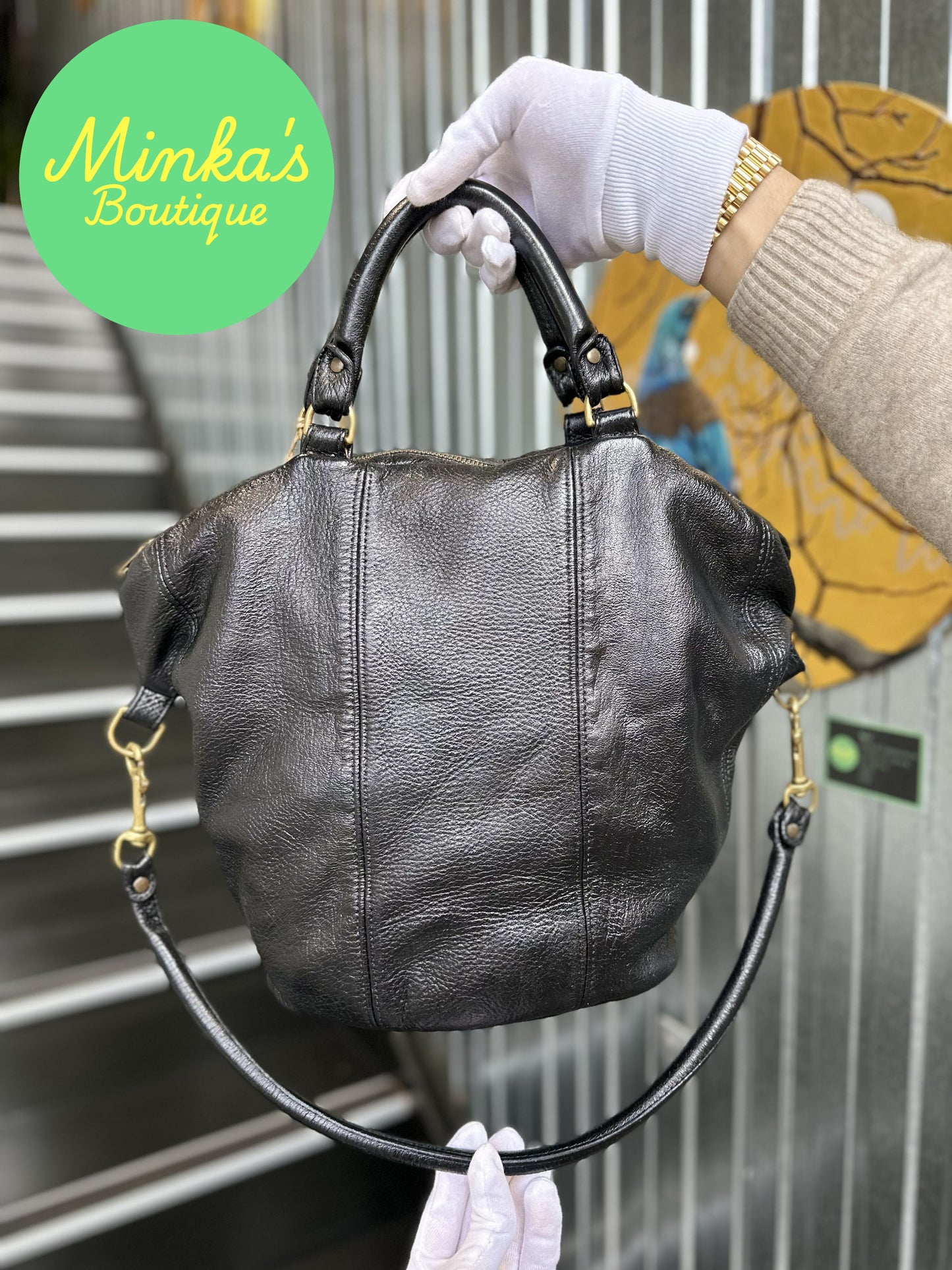 Deadly Ponies Black Leather Bag