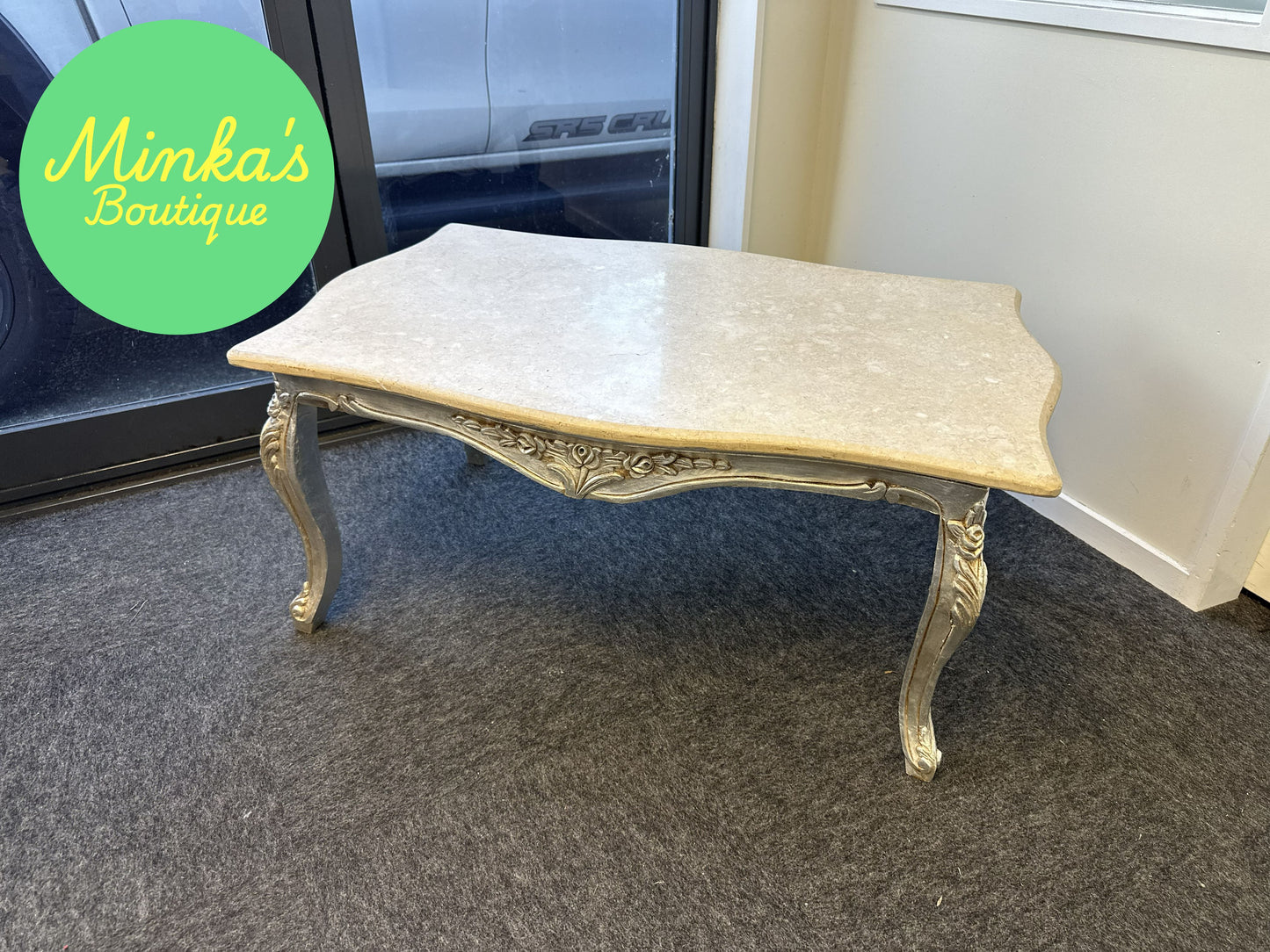 French Provincial Style Marble Top Coffee Table