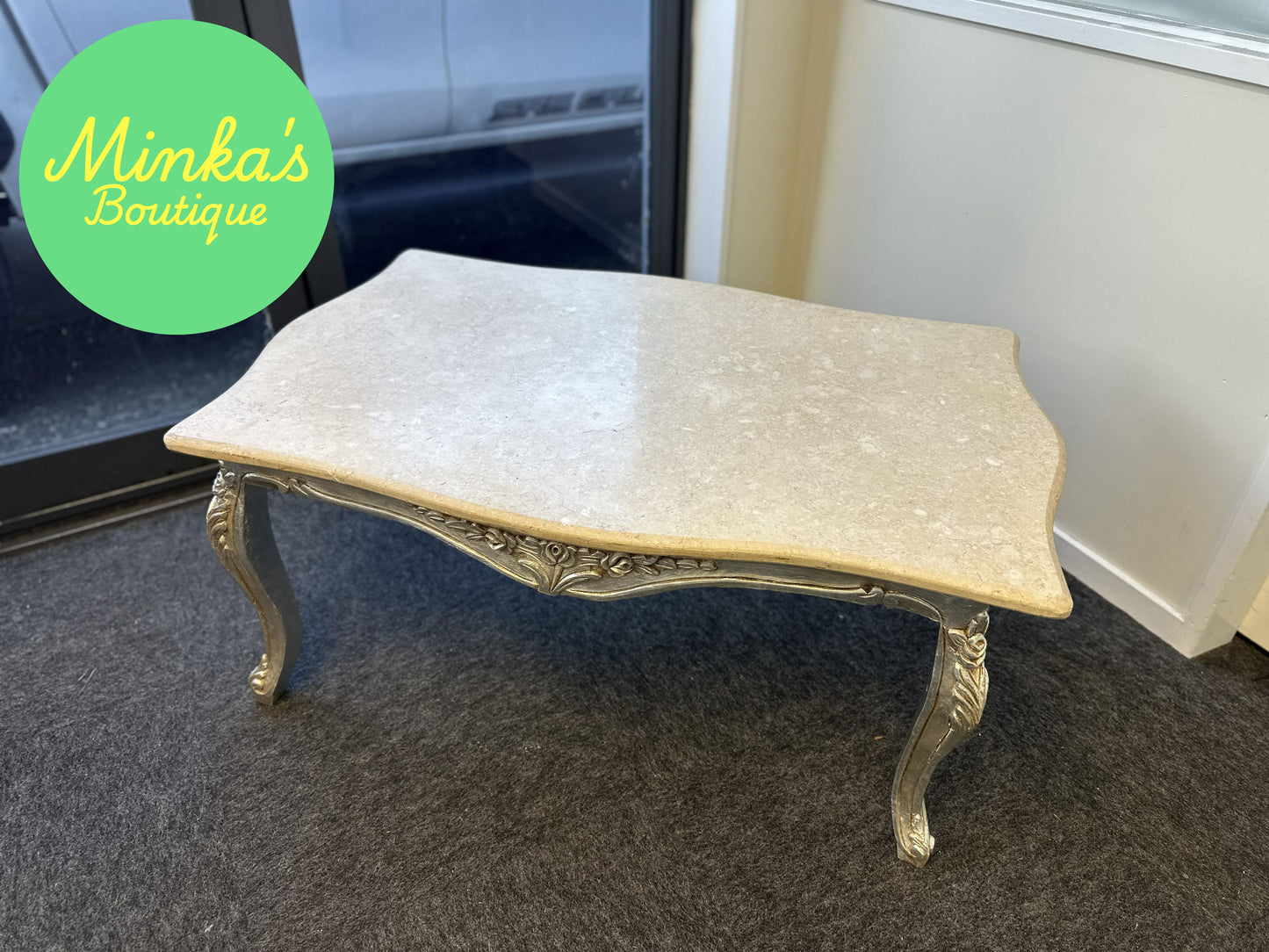 French Provincial Style Marble Top Coffee Table