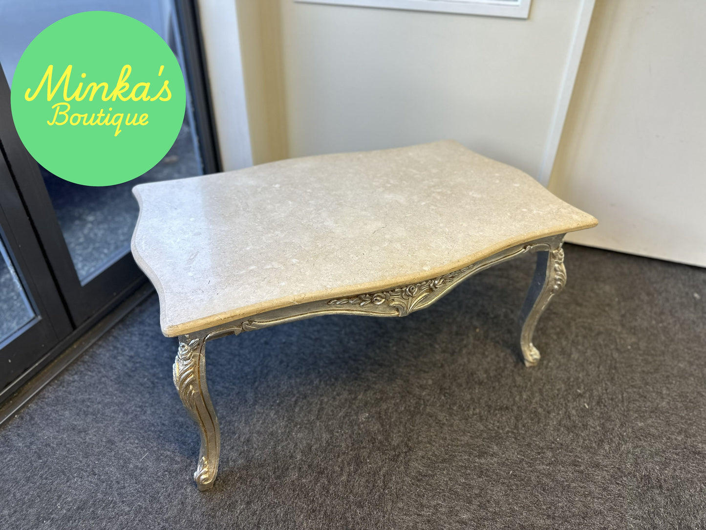 French Provincial Style Marble Top Coffee Table