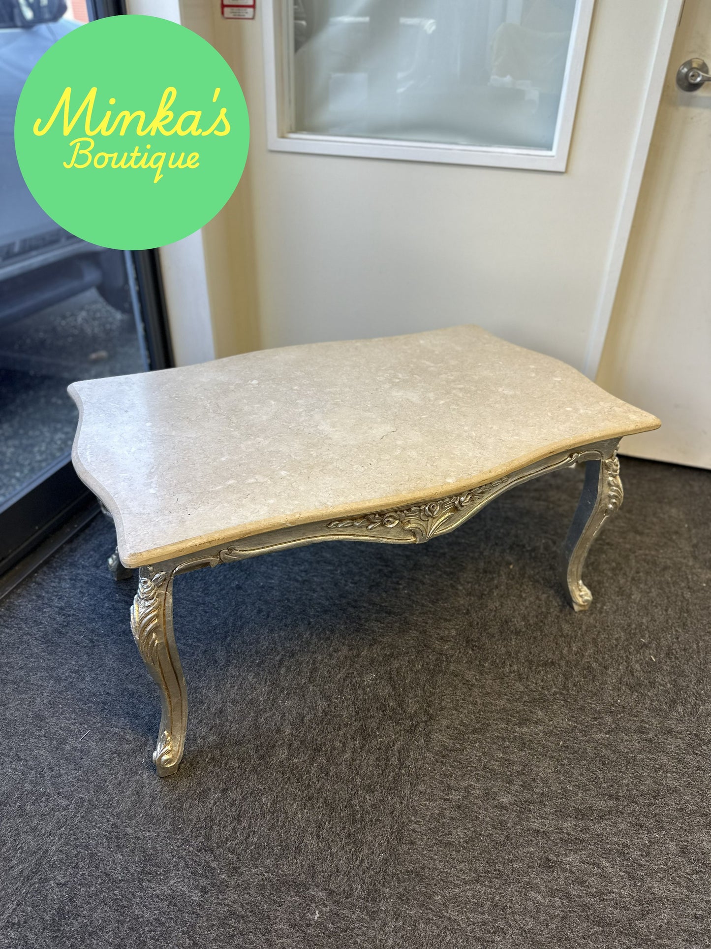 French Provincial Style Marble Top Coffee Table