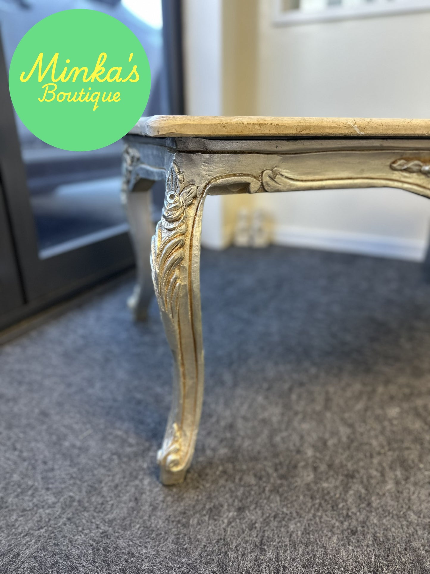 French Provincial Style Marble Top Coffee Table