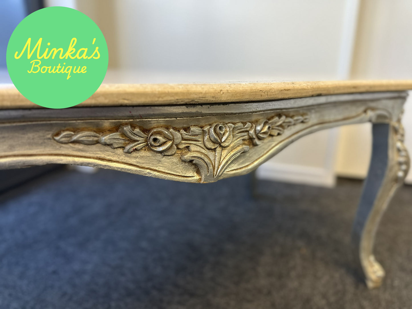 French Provincial Style Marble Top Coffee Table