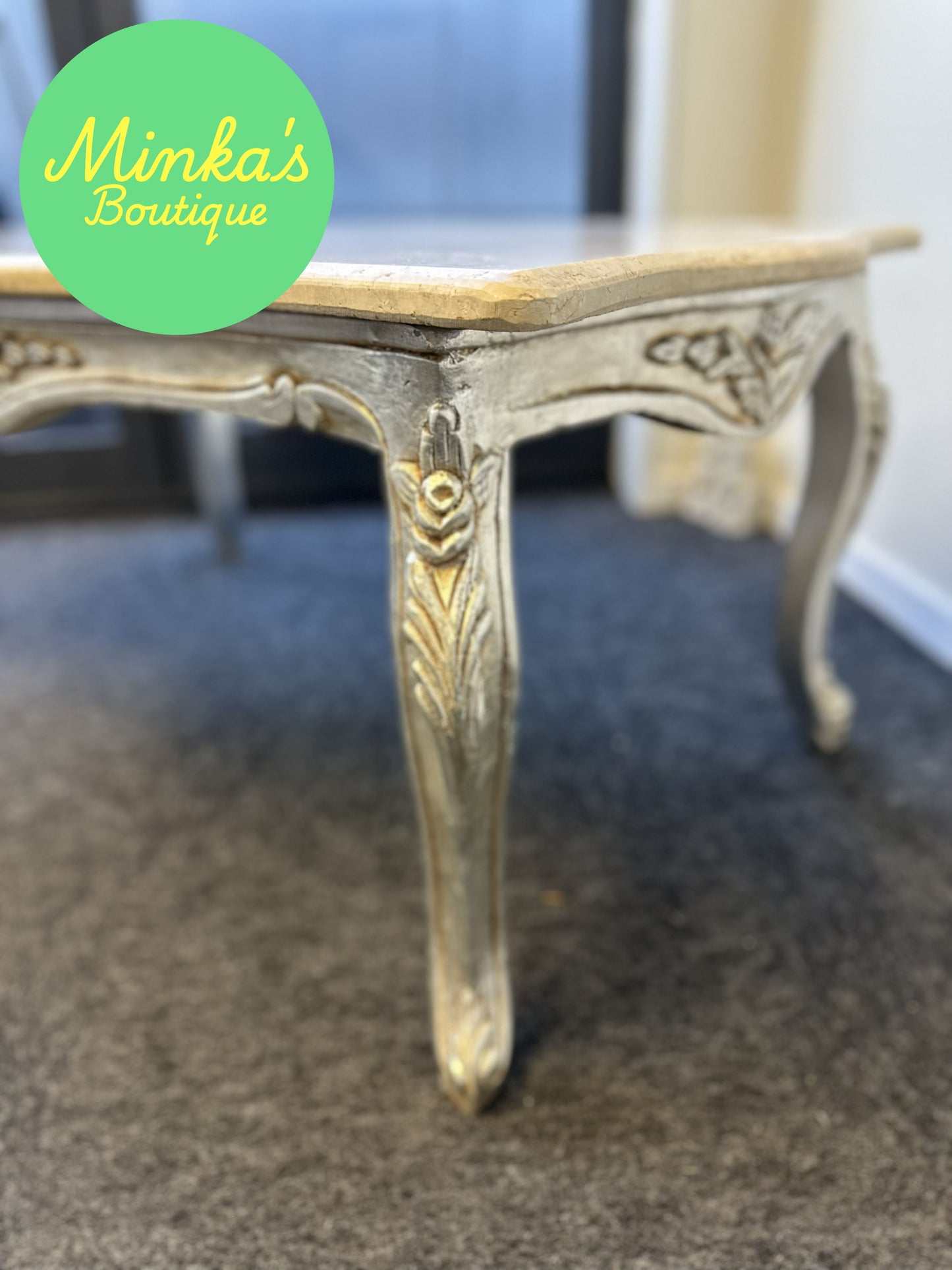 French Provincial Style Marble Top Coffee Table