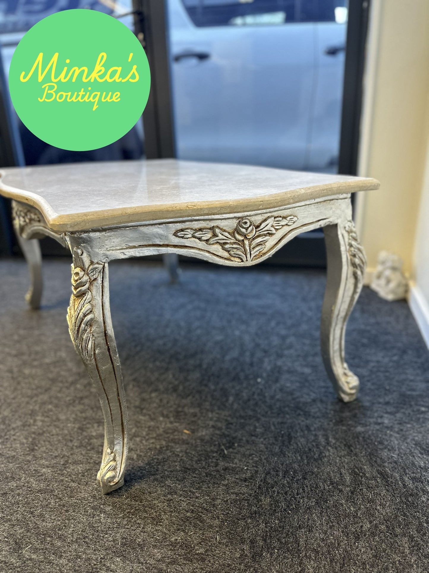 French Provincial Style Marble Top Coffee Table