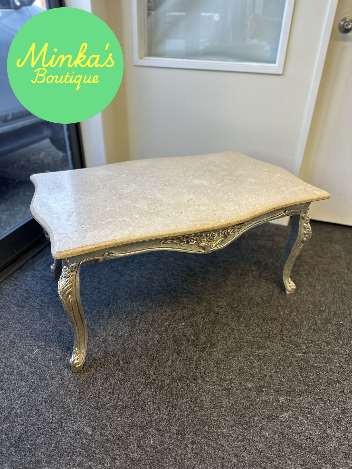 French Provincial Style Marble Top Coffee Table