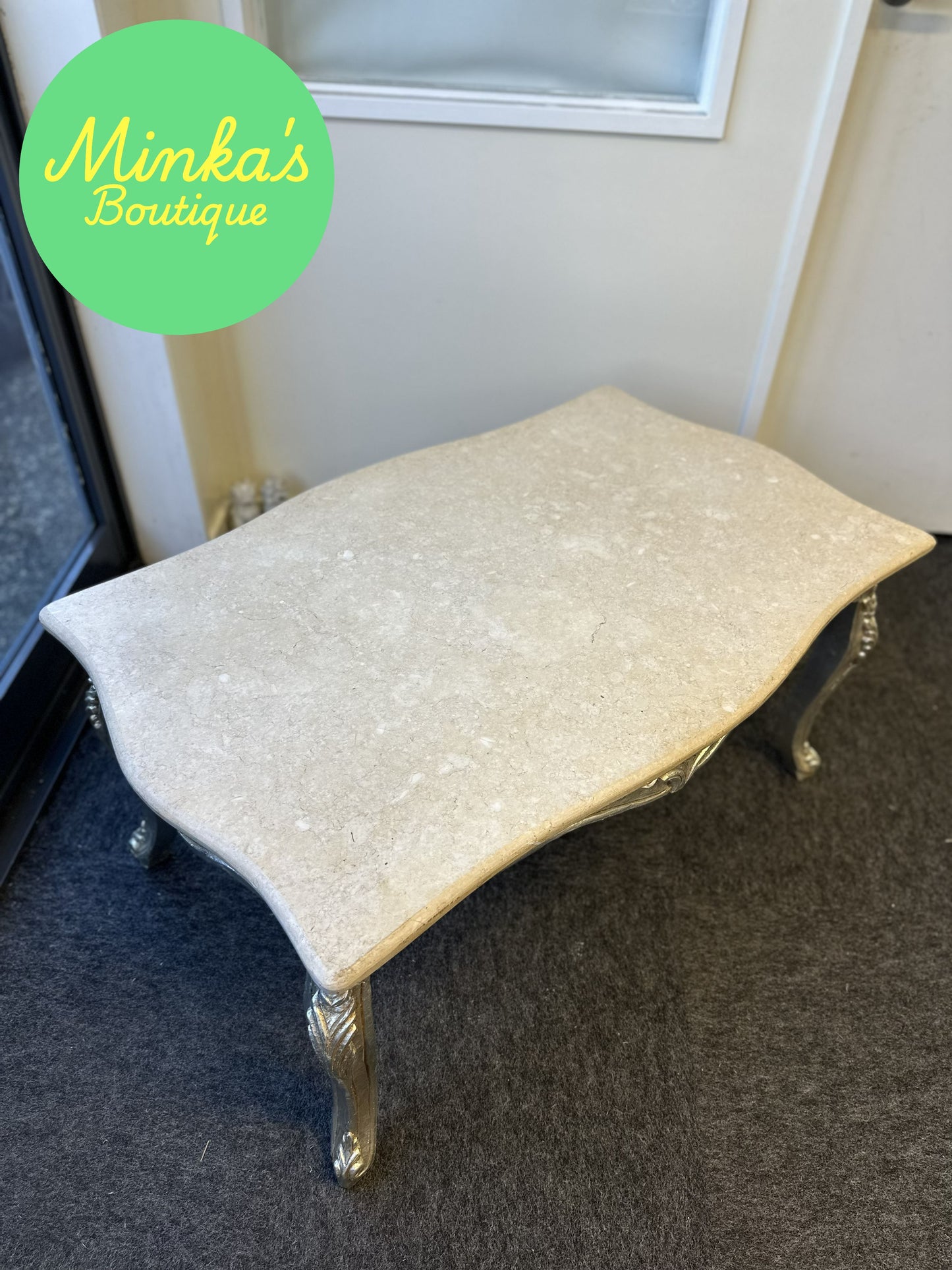 French Provincial Style Marble Top Coffee Table