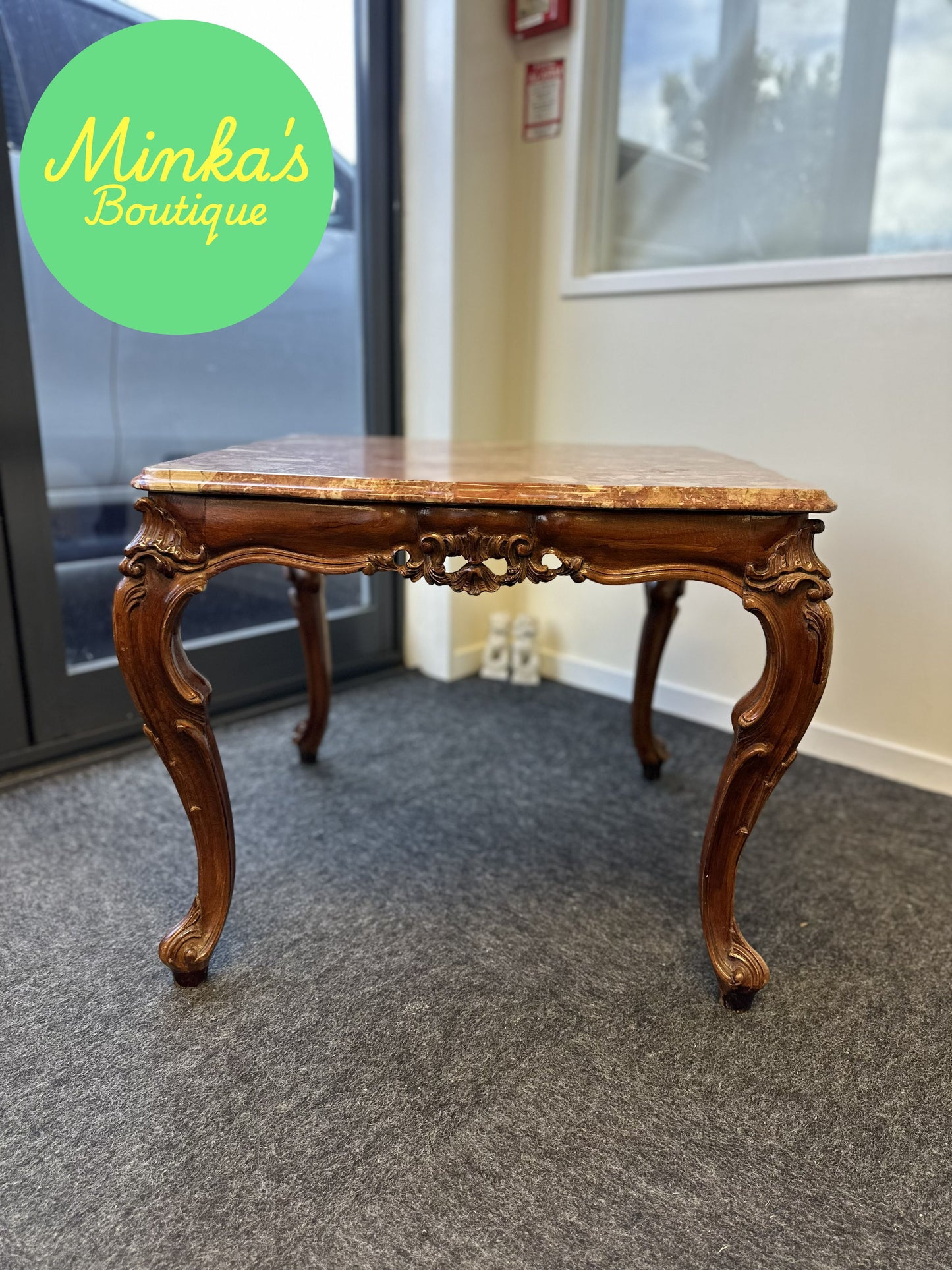 Rococo Style Breccia Marble Top Side Table