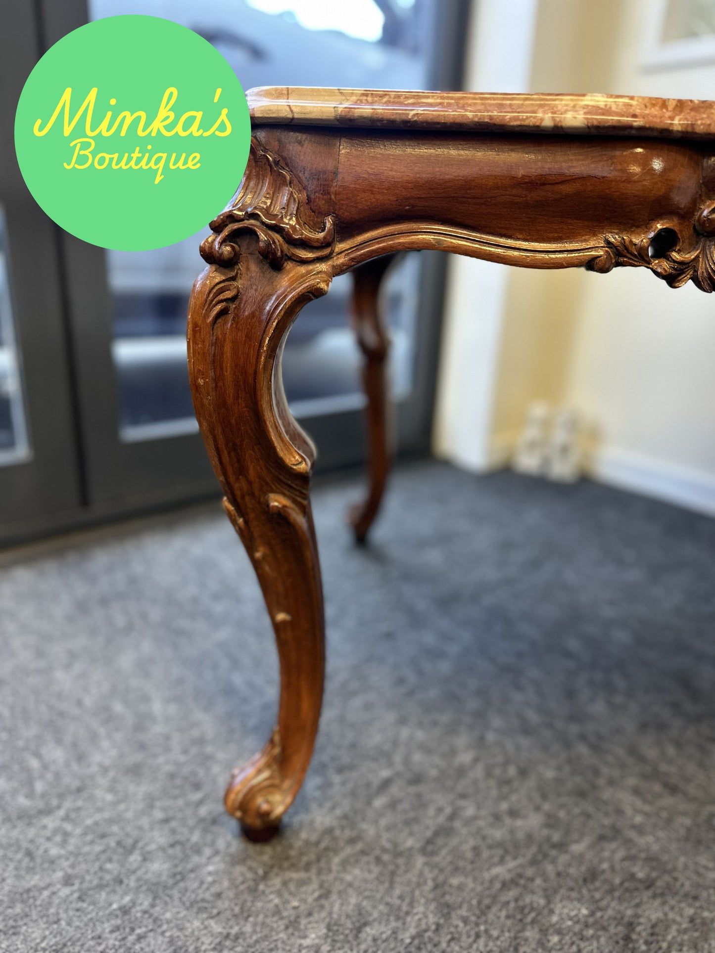 Rococo Style Breccia Marble Top Side Table