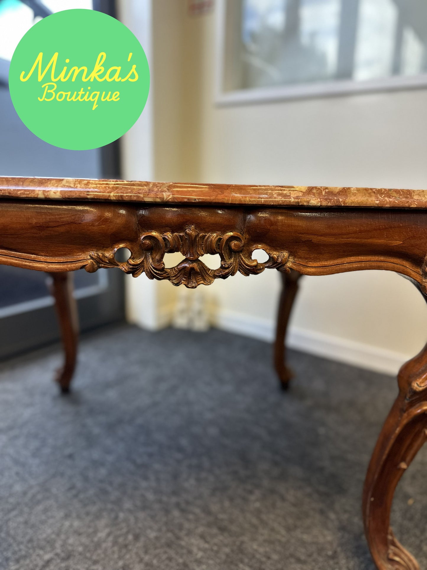 Rococo Style Breccia Marble Top Side Table