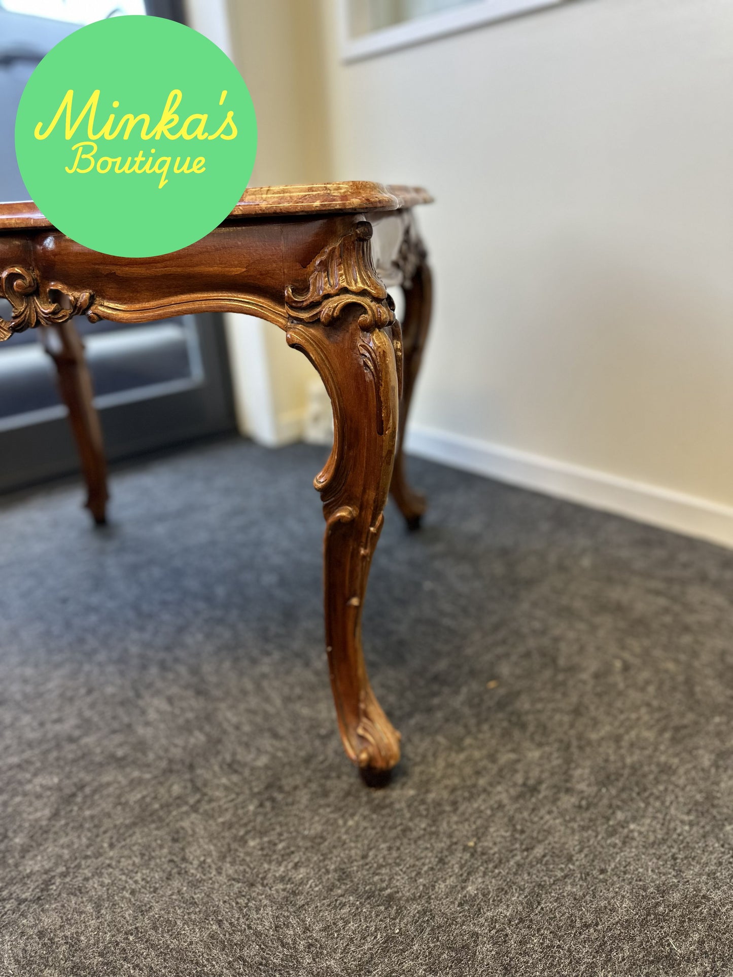 Rococo Style Breccia Marble Top Side Table