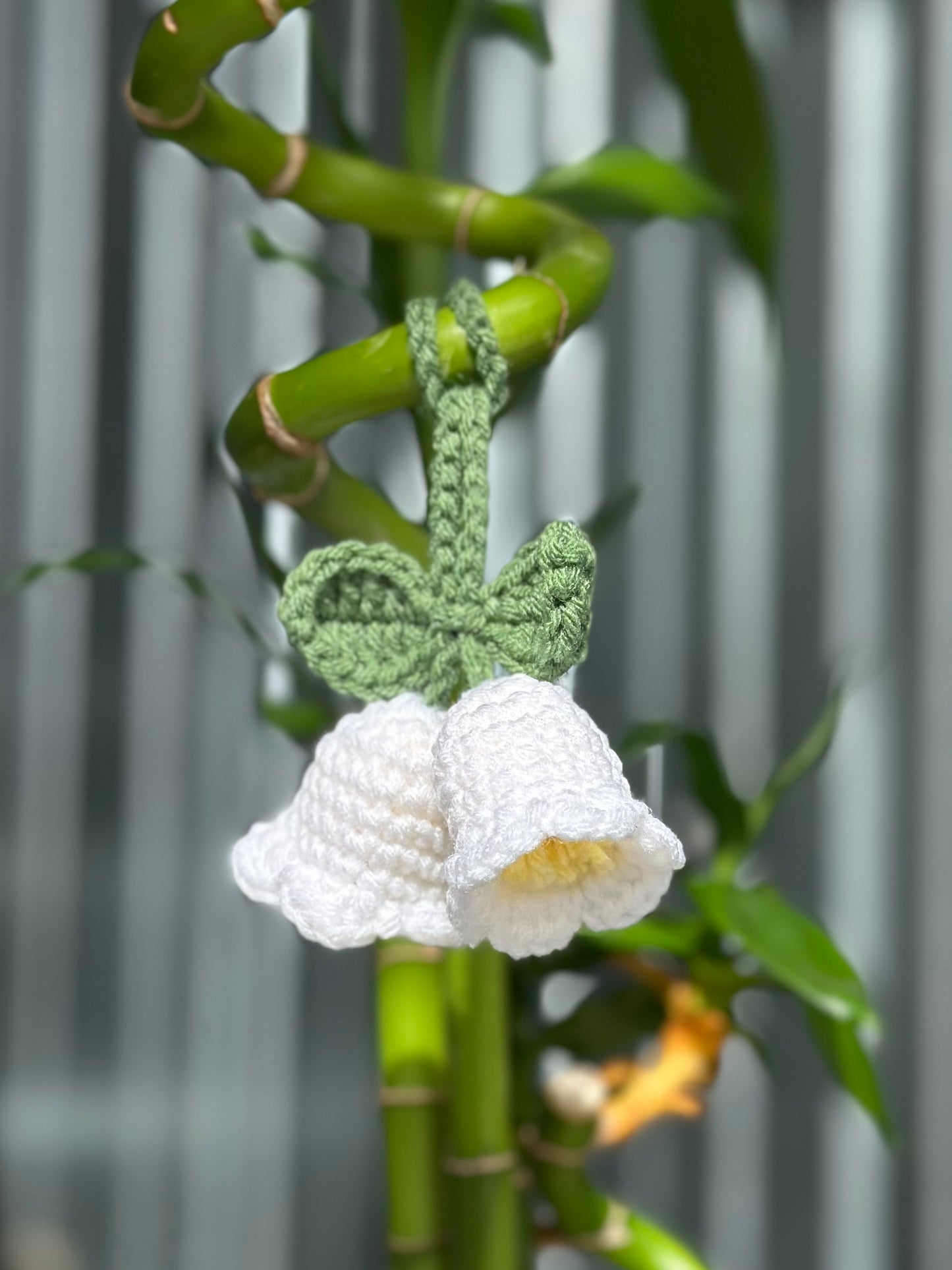 Bell Flower Double White Bag Charm