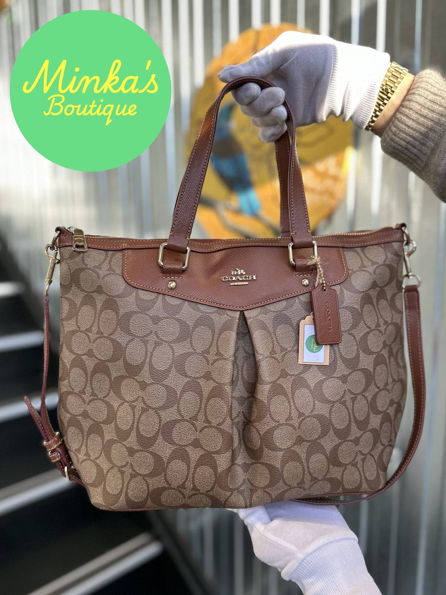 Coach Signature Pleated Tote