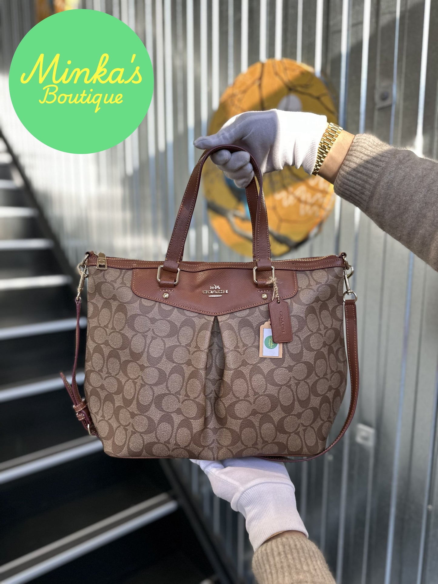 Coach Signature Pleated Tote