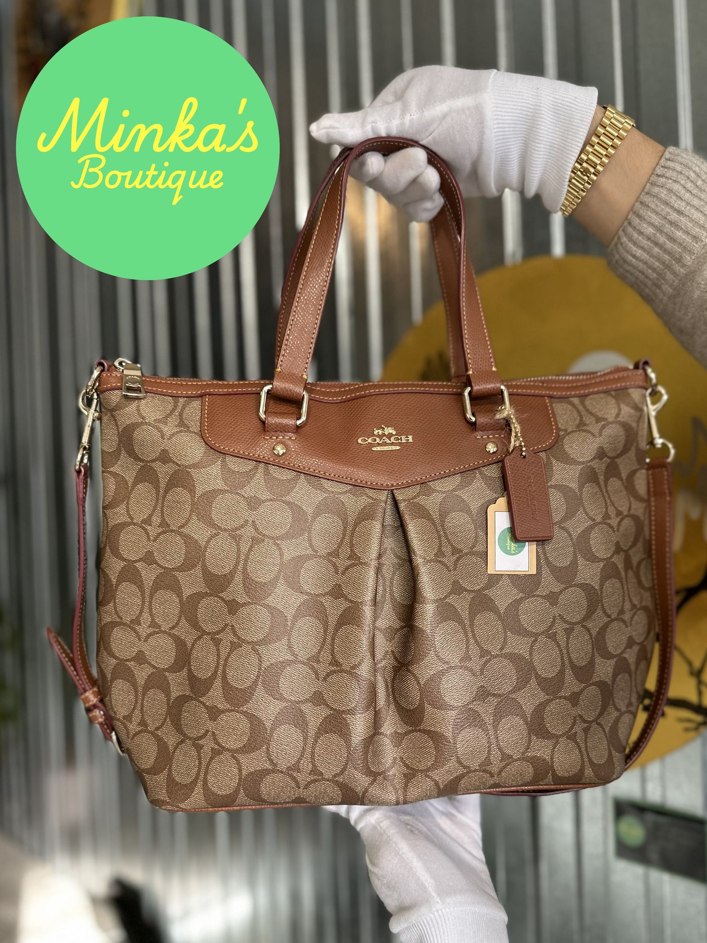 Coach Signature Pleated Tote