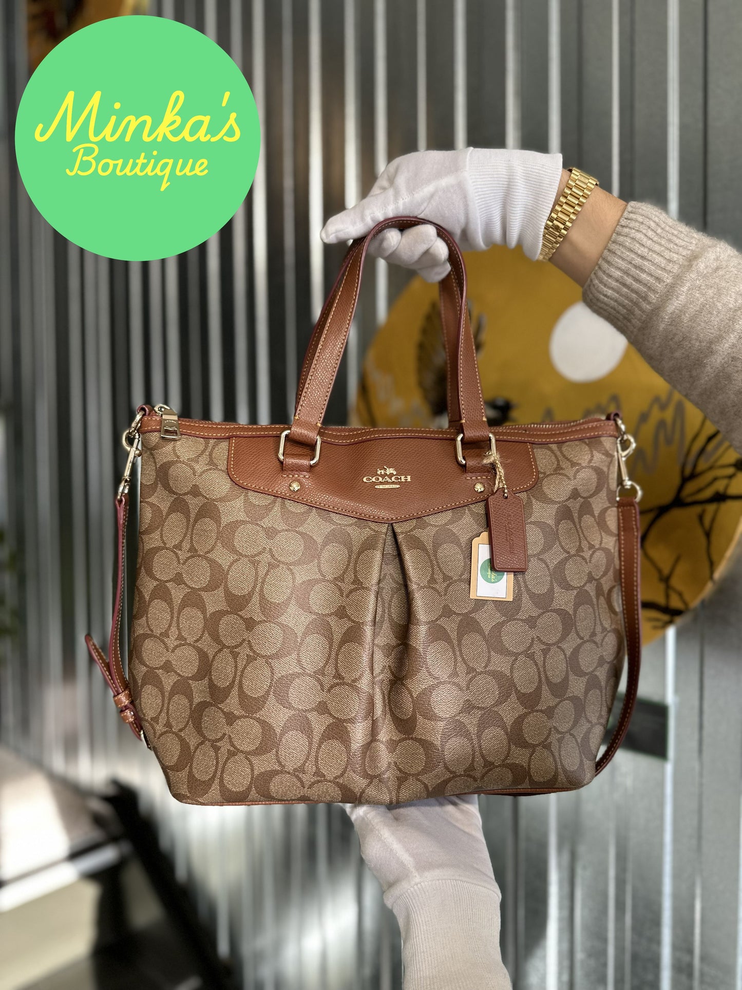 Coach Signature Pleated Tote