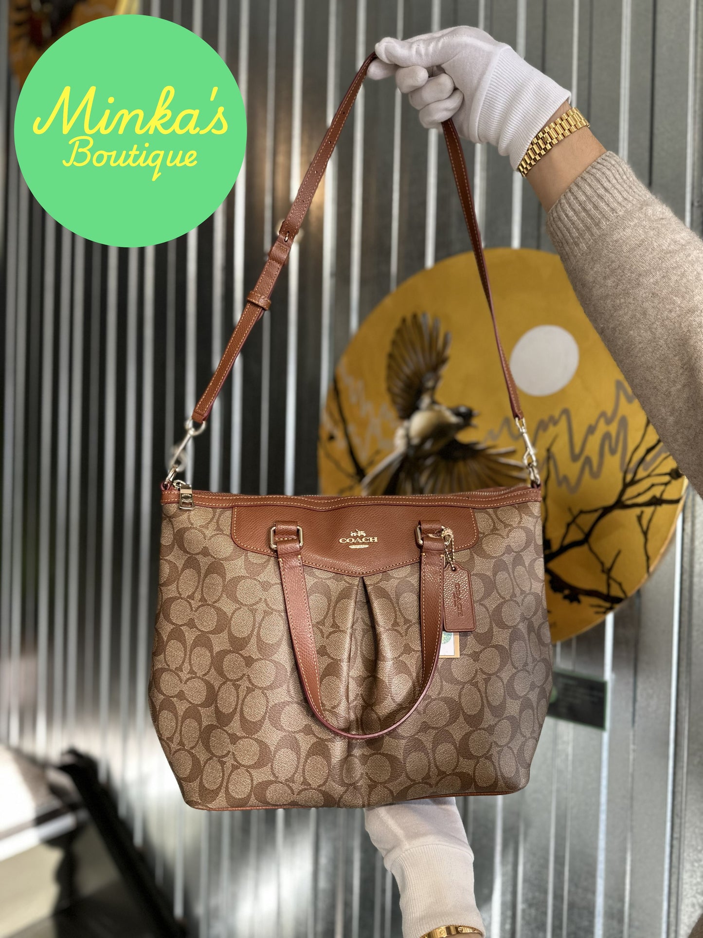 Coach Signature Pleated Tote