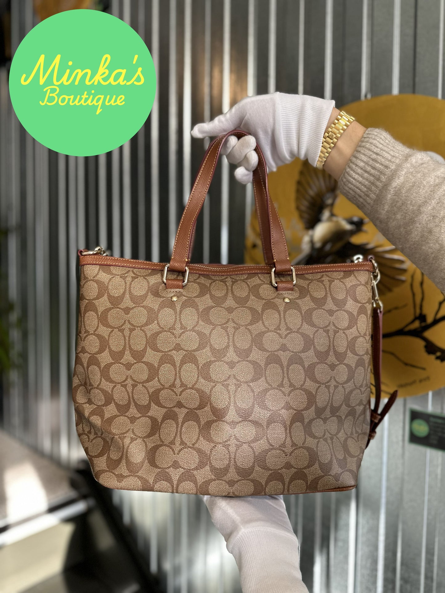 Coach Signature Pleated Tote