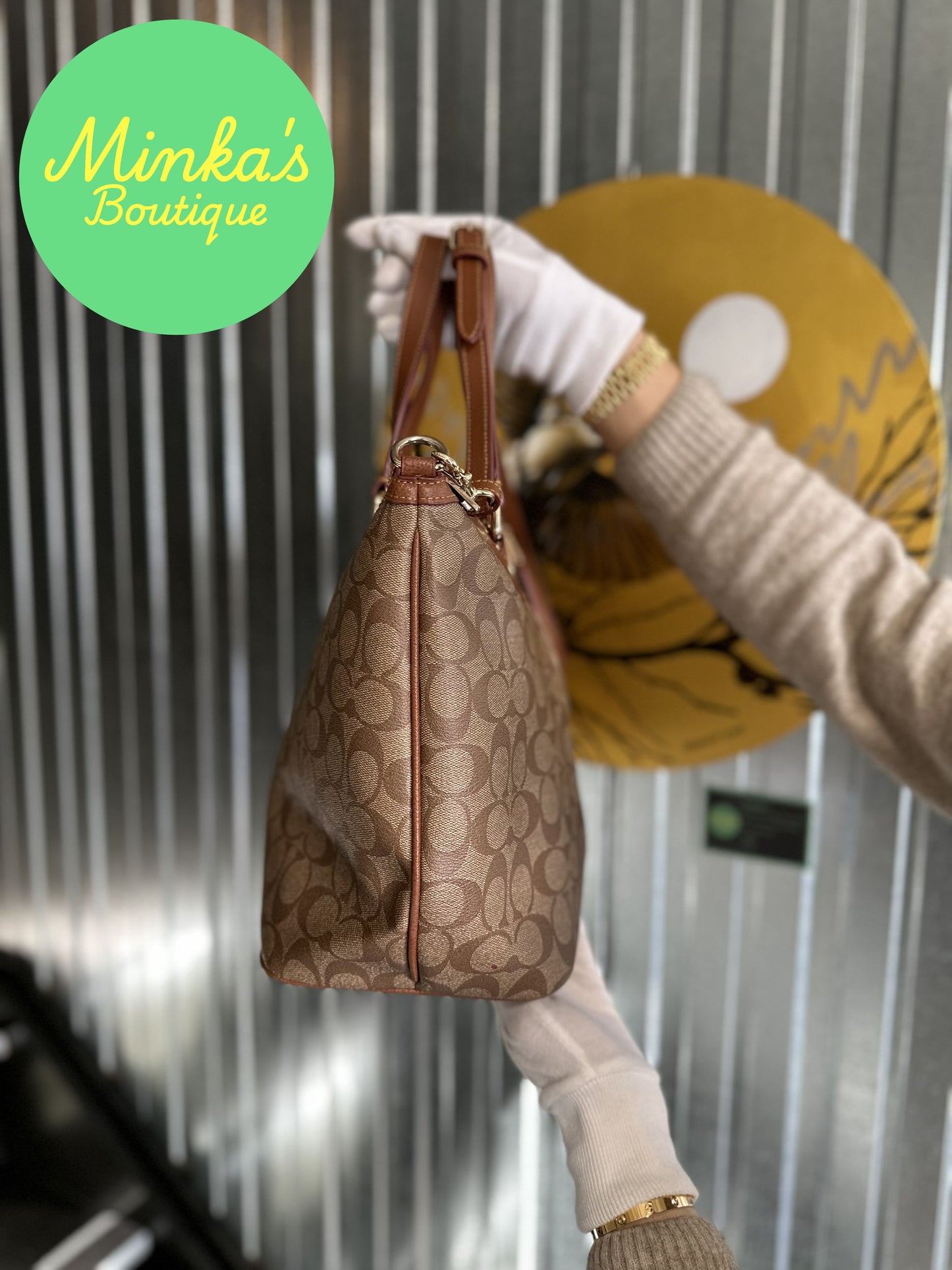 Coach Signature Pleated Tote