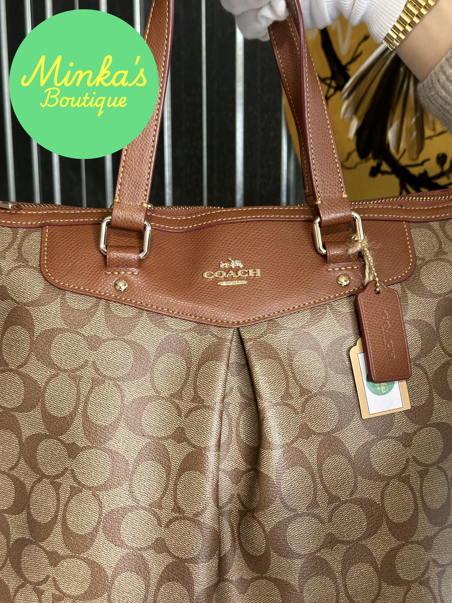 Coach Signature Pleated Tote