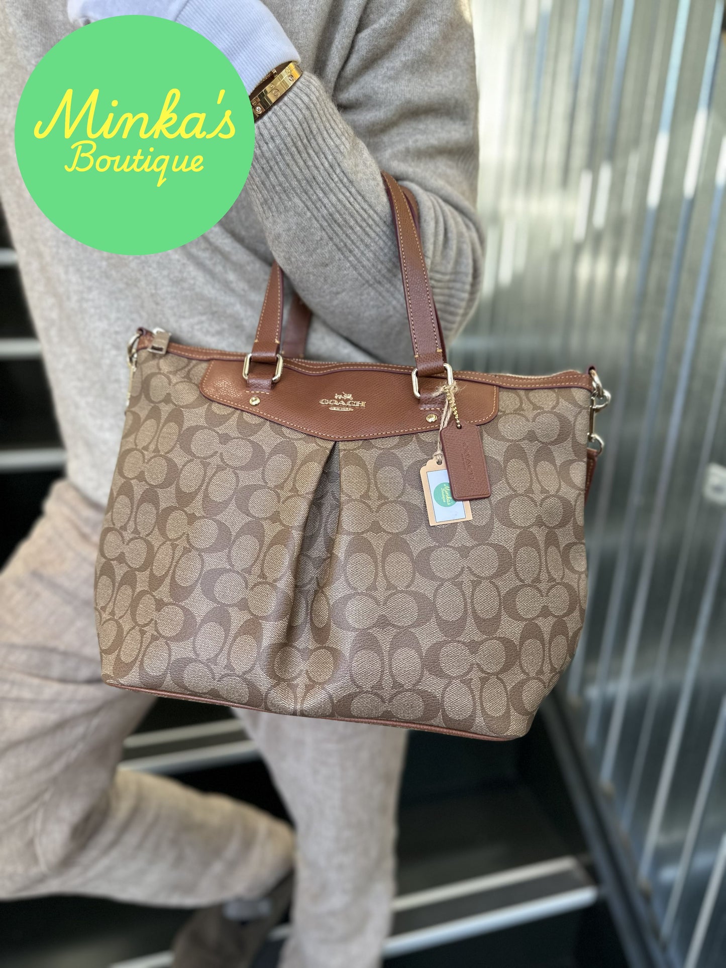 Coach Signature Pleated Tote