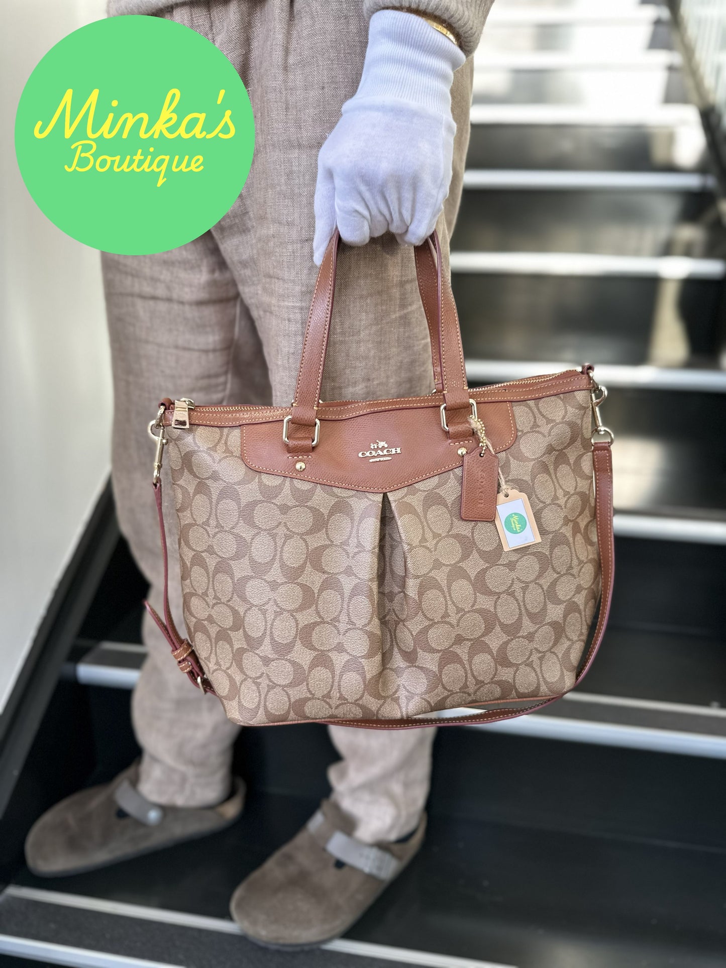 Coach Signature Pleated Tote