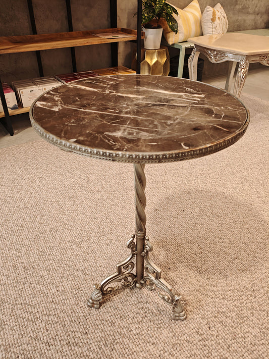 Exquisite Vintage Marble-Top Pedestal Table