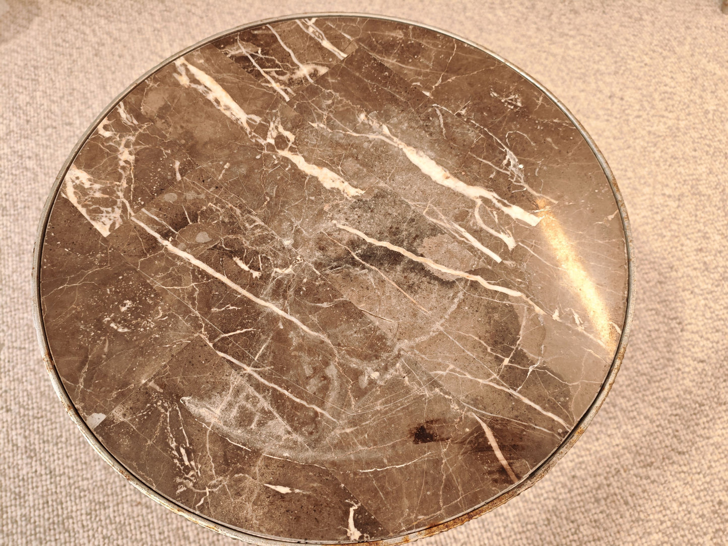 Exquisite Vintage Marble-Top Pedestal Table