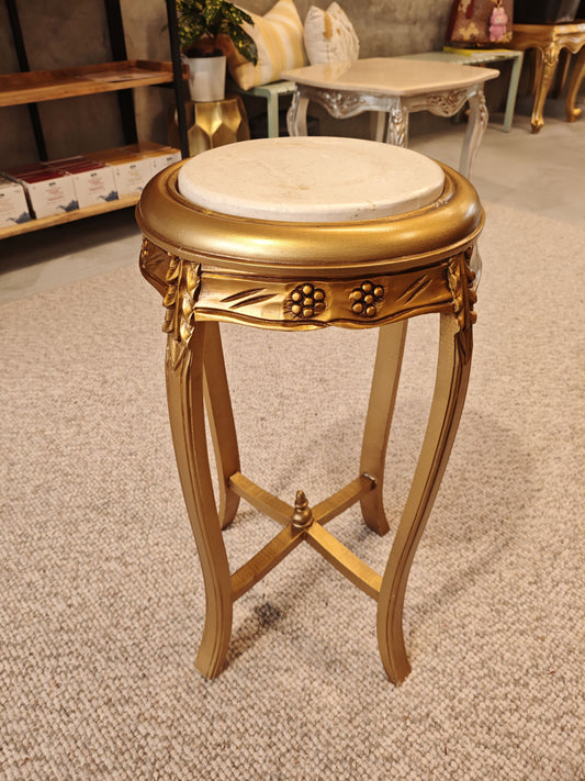 Elegant Gilded Marble-Top Accent Table