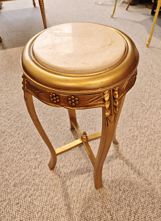 Elegant Gilded Marble-Top Accent Table