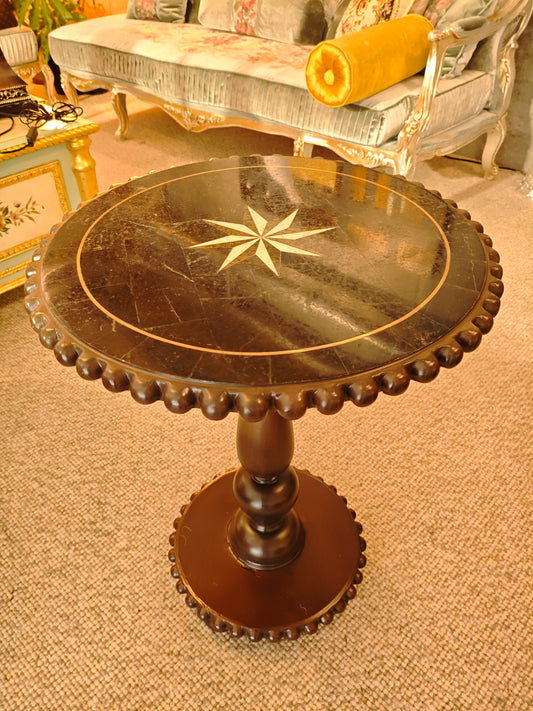 Charming Vintage Pedestal Table with Star Inlay