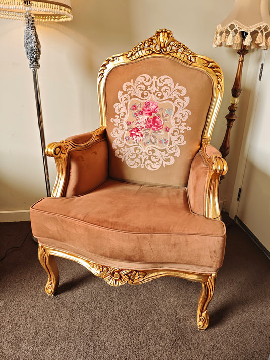 Royal French Provincial Giltwood Style Arm Chair